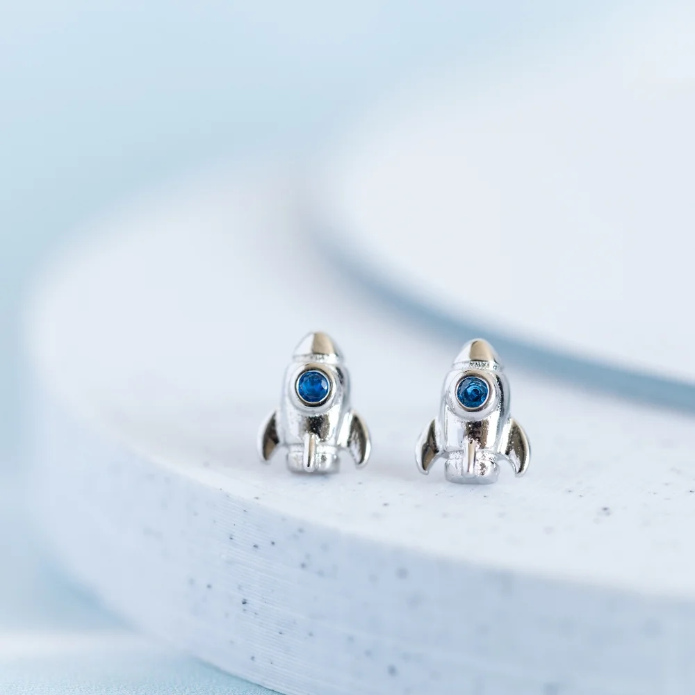 Silver Rocketship Studs (S925) - Only 2 left! - Picture 4 of 8